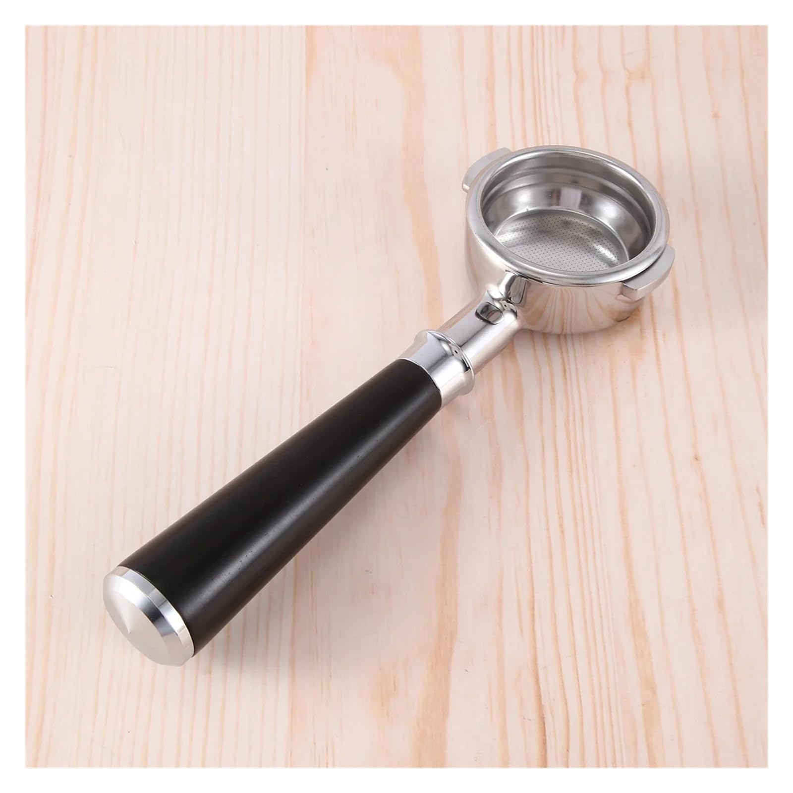 Portafiltro for máquina de café de doble oreja de 58mm, portafiltro sin fondo E61 con mango de madera estilo E