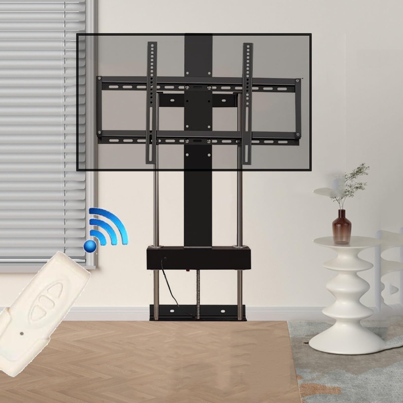 Support TV motorisé au sol avec élévateur télescopique rigide VESA 600x400 pour grand écran