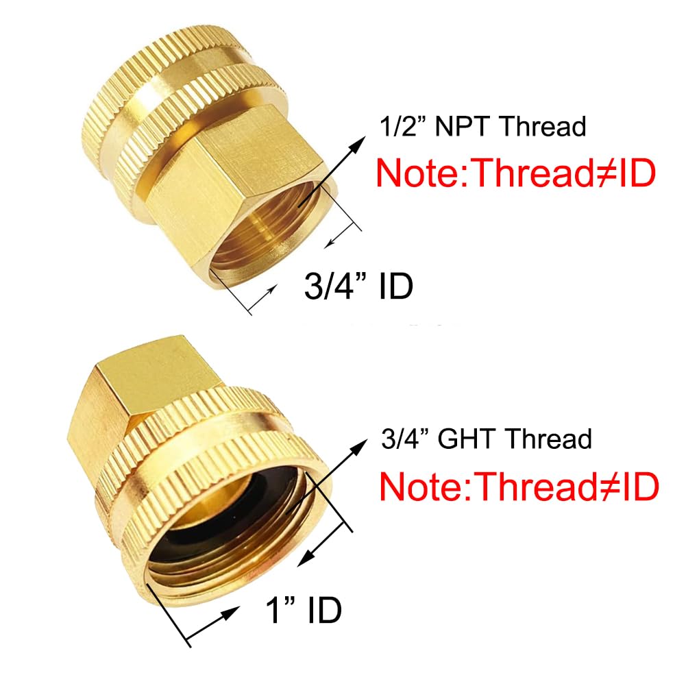 XFITTING 3/4" Garden Hose To 1/2" Female NPT Swivel Adapter - 2 Pack Brass Connectors