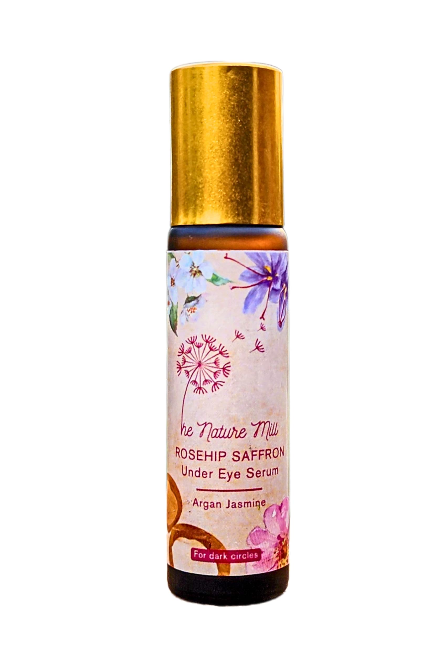 The Nature Mill Rosehip Saffron Under Eye Serum Oil, Argan Jasmine. All natural serum oil to reduce puffiness & dark circles | 10ml