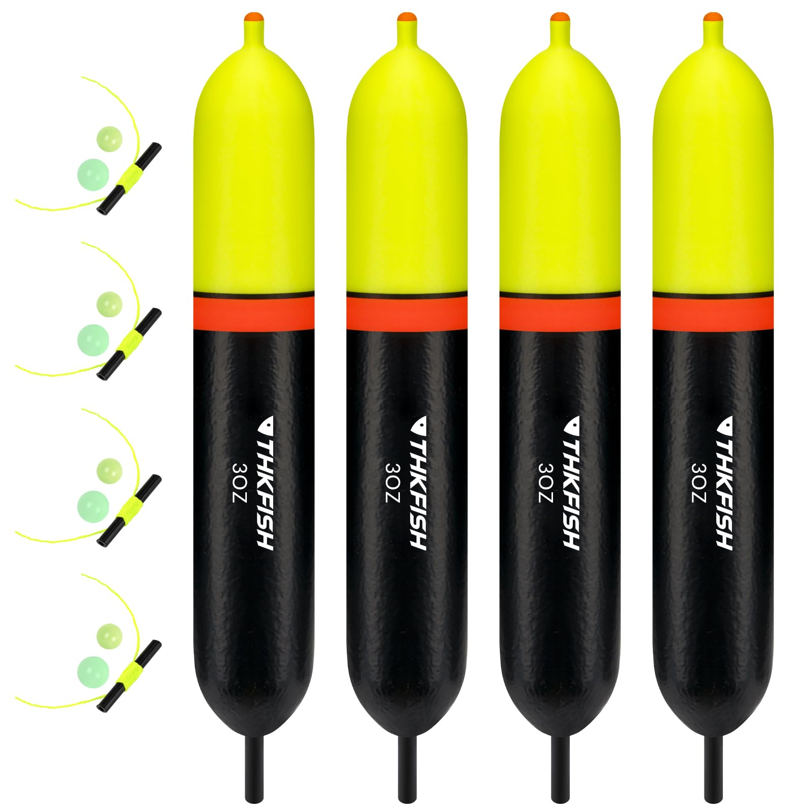 THKFISH Galleggianti antiscivolo a scatto, in schiuma EVA, galleggianti ponderati per pesca in mare, assortimento di bobine di pesce gatto, 4 galleggianti da 28,3-113,4 g