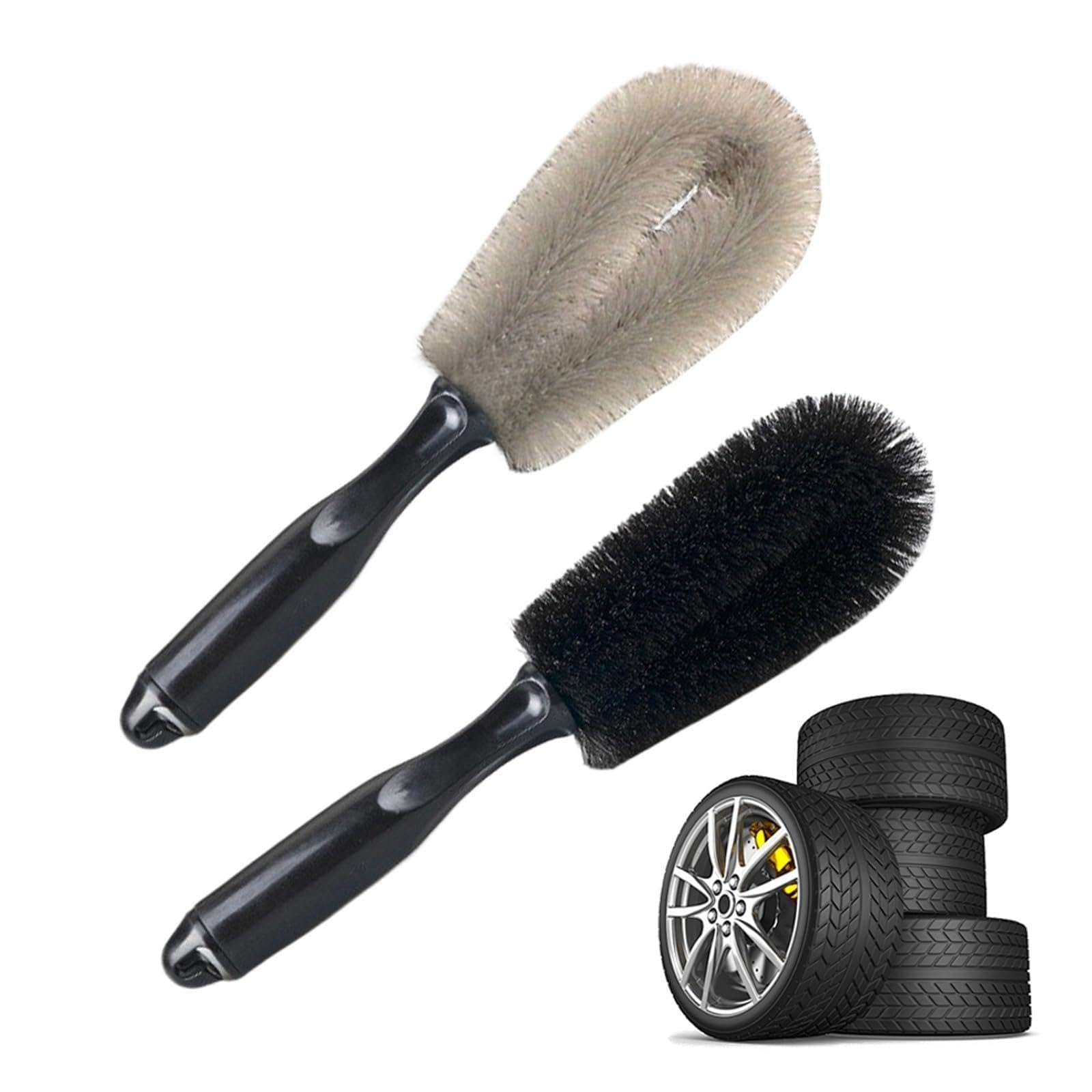 Auto-Felgen-Reinigungsbürste, weiche Borsten, Reifen-Detail-Peeling-Bürste, Detaillierungs-Waschwerkzeug(Grey)