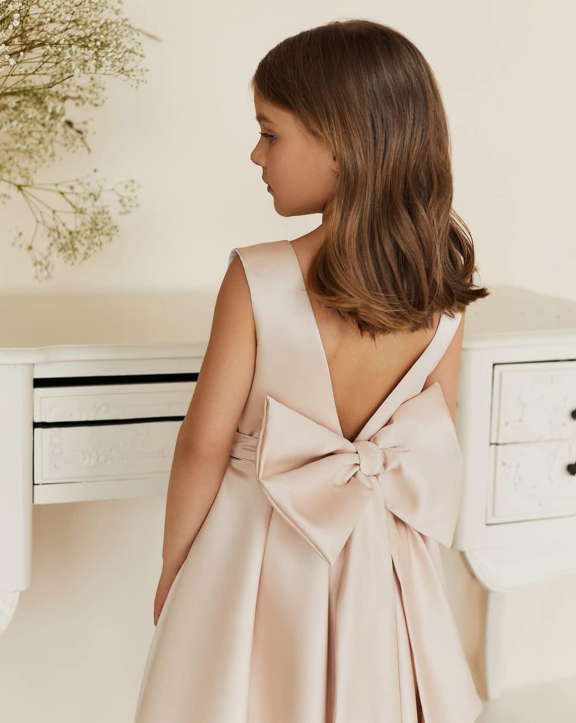 mcieloluna flower girl dresses for wedding bow-knot elegant satin princess first communion dresses 4 green