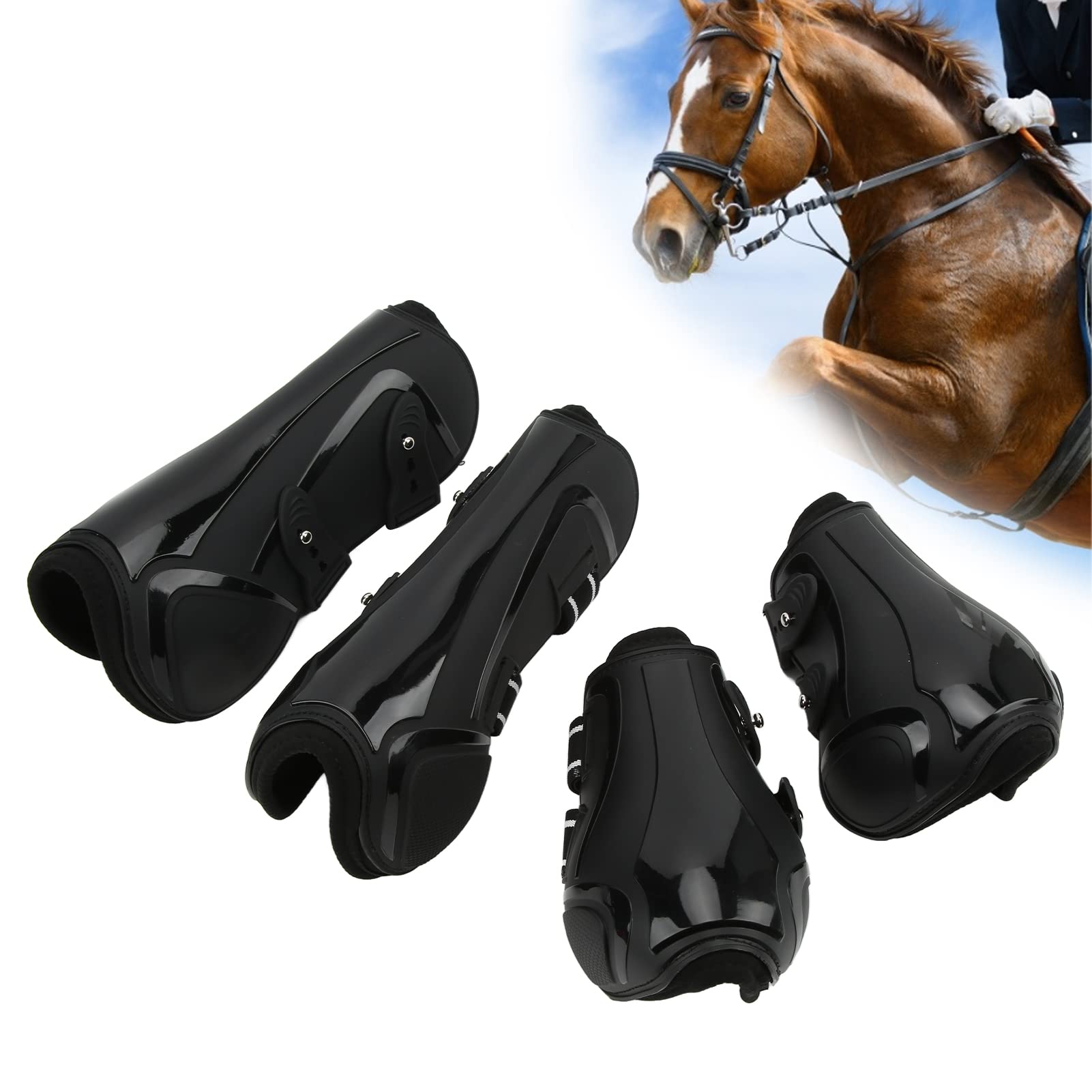 Paratendini per, Gusci Protettivi in ​​PU, Avvolgenti per le Gambe del Cavallo, in Neoprene per Saltare per Prestazioni Equestri (#2)