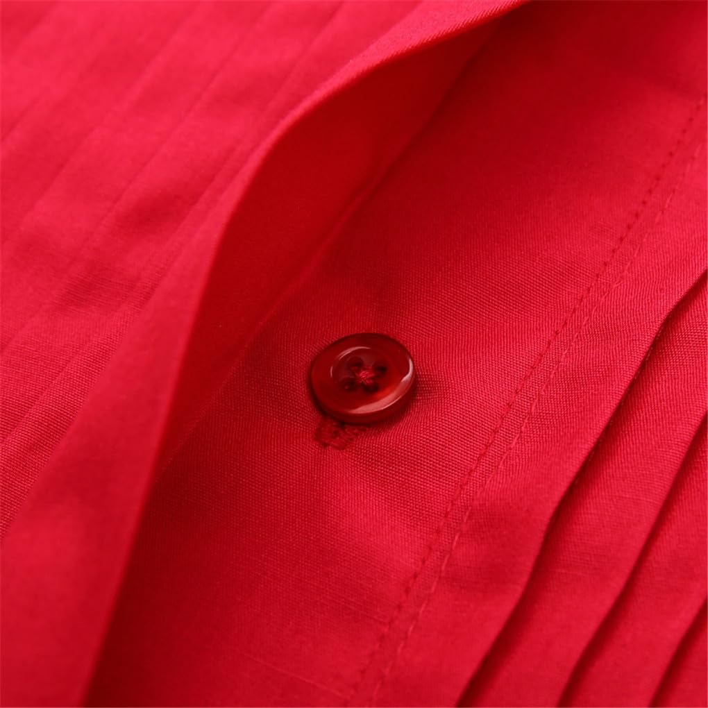 keusyoi Camicia da Smoking da Uomo con Polsini alla Francese Camicia Tinta Unita Camicia da Uomo A Maniche Lunghe da Uomo Camicia da Sposo Formale da Sposa