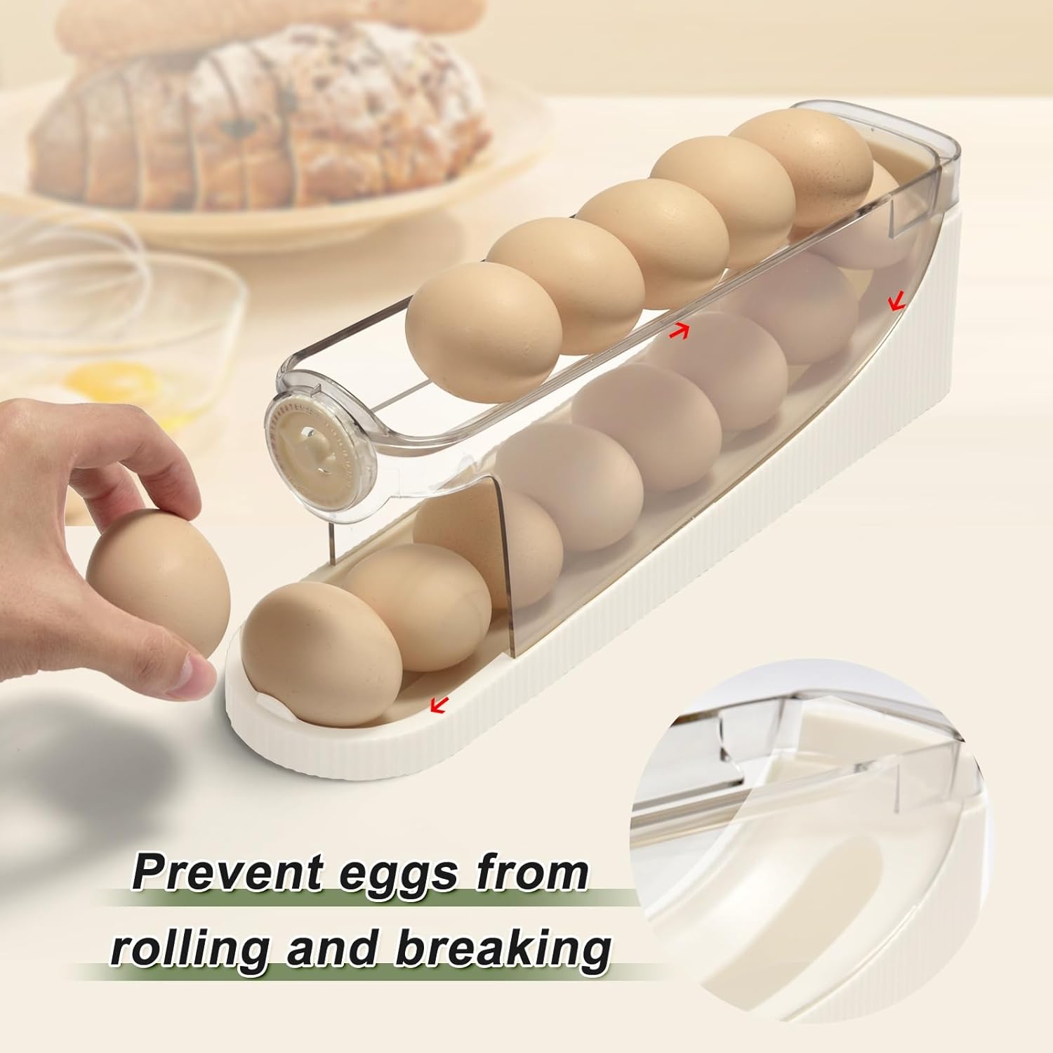 egg holder for fridge-Auto Rolling Fridge Egg Organizer,egg dispenser for refrigerator,Egg preservation rack,Egg Storage Rack for Kitchen,egg container refrigerator (maize-yellow, 2pcs)