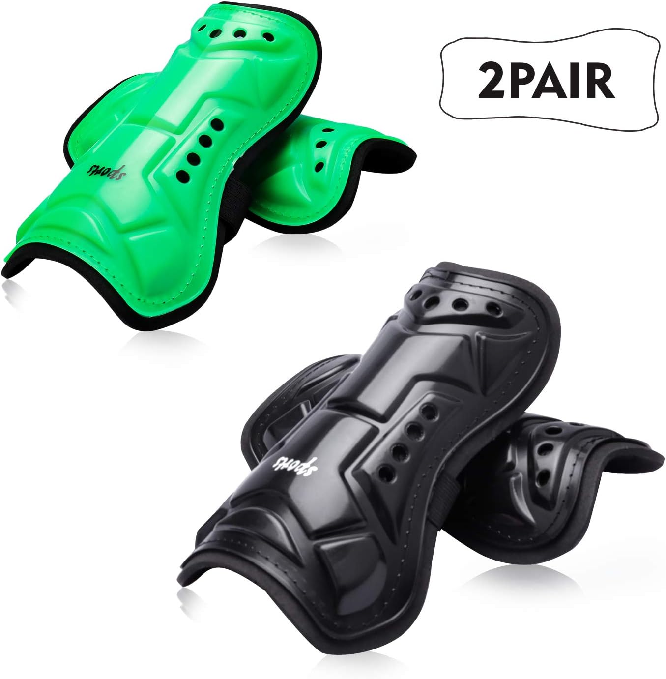 Youth Soccer Shin Guards, 2 Pair Lightweight and Breathable Child Calf Protective Gear Soccer Equipment for 12-16 Years Old Boys Girls Children Teenagers : Sports & Outdoors