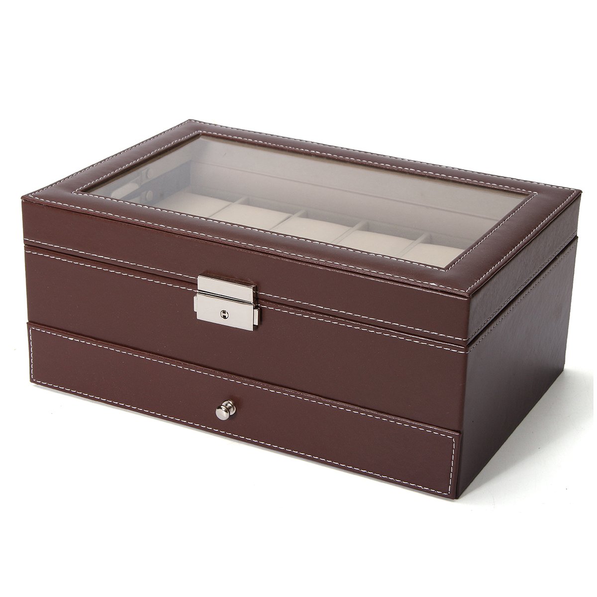 RanDal Présentoir En Cuir Bois Cas Montres Boîte De Rangement En Plastique Pour Bijoux Montre Accessoires