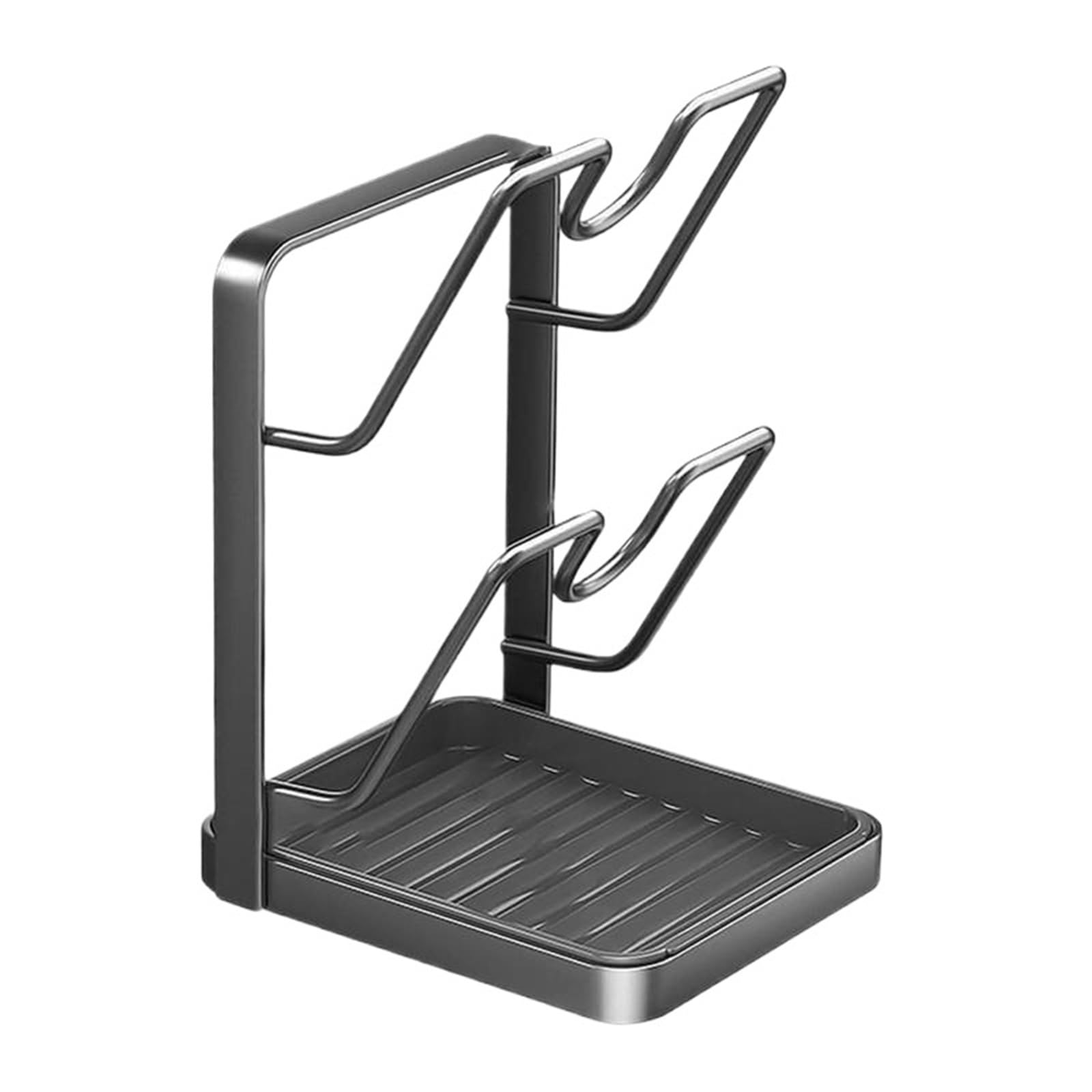 MKYYIOED Plate Display Stand Kitchen Pot Lid Storage Rack Holder With Tray While Cooking And Spoon Rest Organizer Stand(Gray Double-layer)