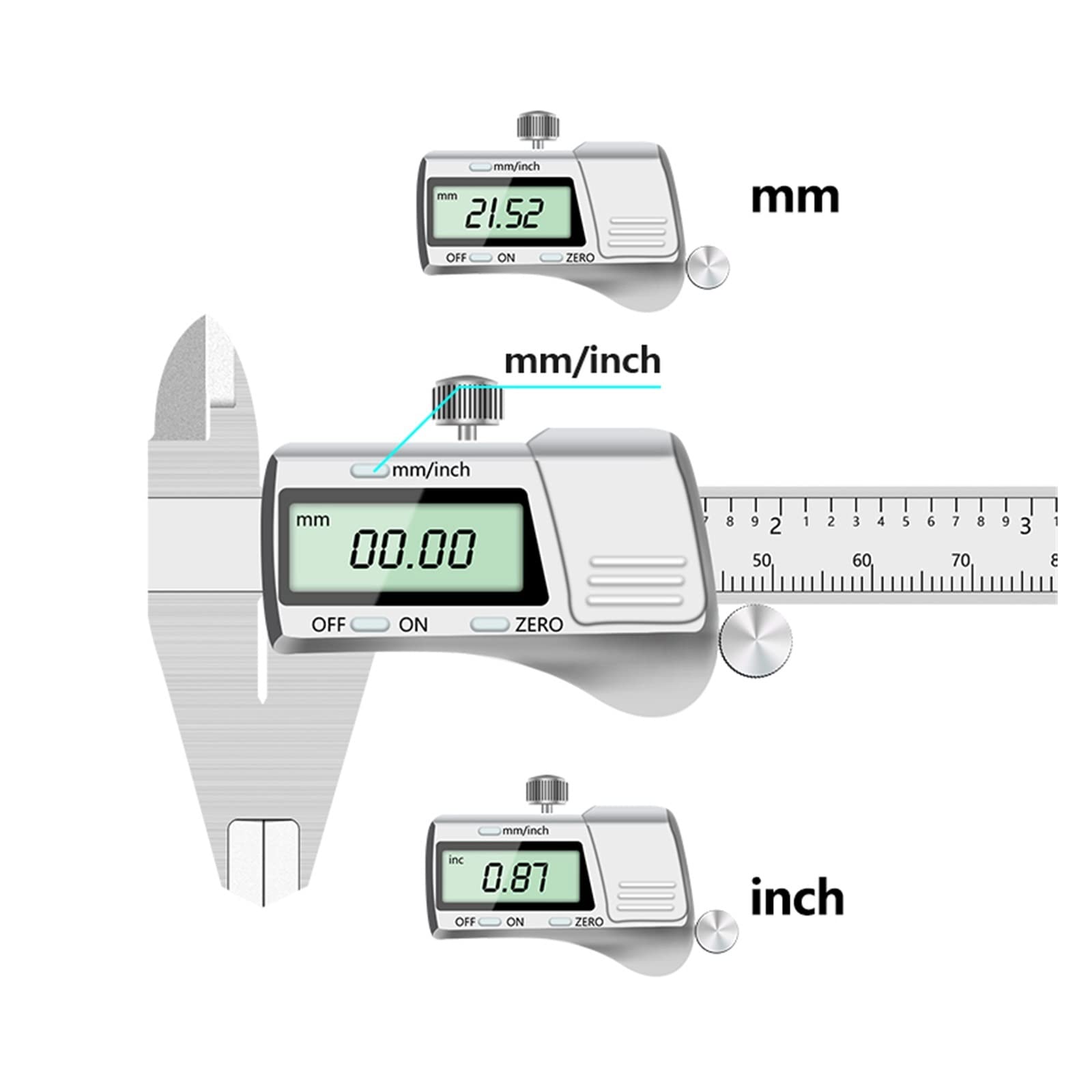 Mikrometr, Cyfrowe wyświetlacze zaciski ze stali nierdzewnej 0-150 mm LCD Elektroniczny mikrometr z zaciskami nornik