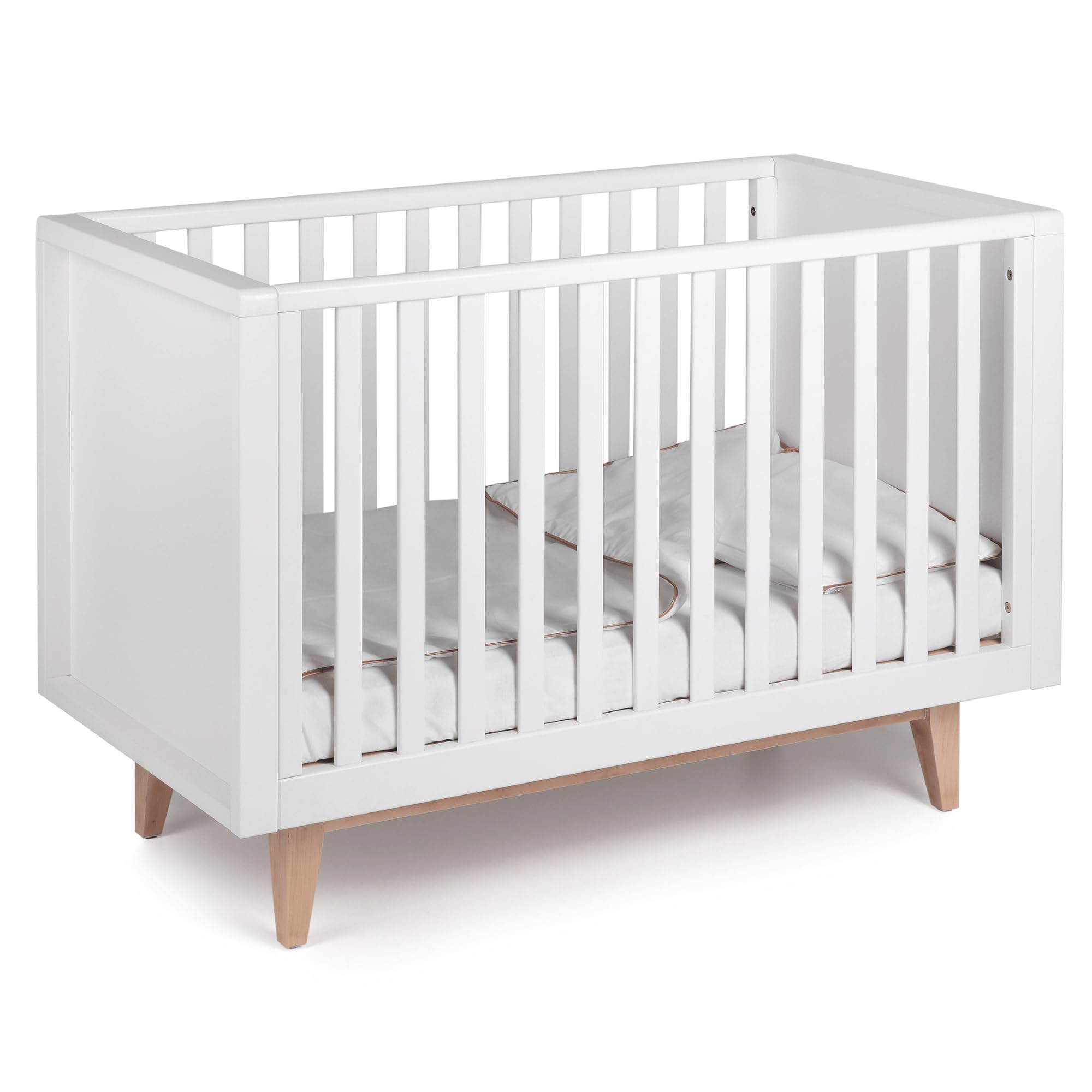 TinyHaven Nursery SCANDY Baby Cot Bed - Solid Wood Convertible Crib Converts to Toddler Bed - Baby Crib that is Stylish, Elegant and Moder Design for your home