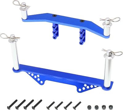 Aluminum Front & Rear Body Mounts with Body Posts for 1/10 Traxxas Slash 2WD, Rustler, Stampede VXL RC 2WD Car, Upgrade Parts, Blue