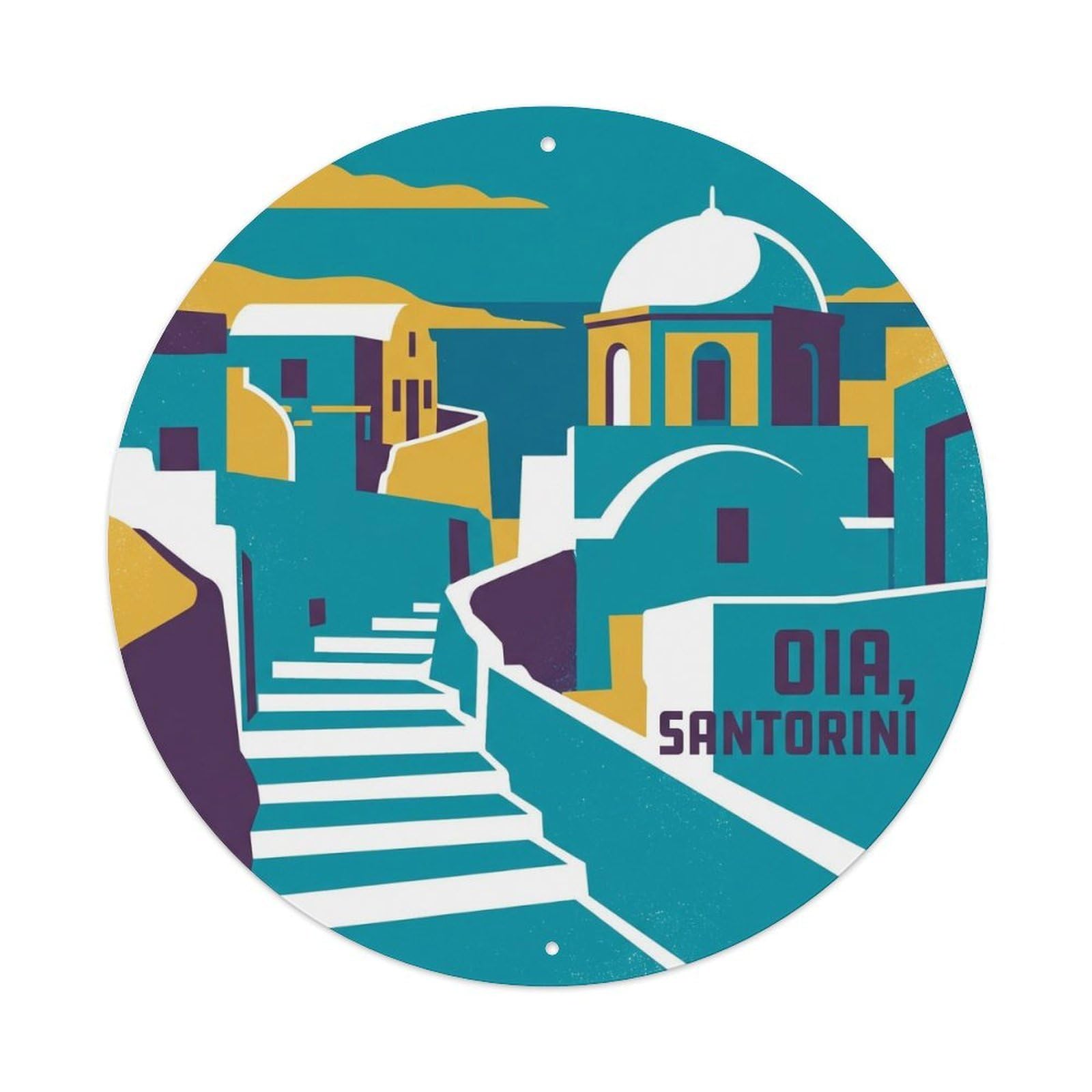 Whitewashed Steps Oia Santorini Greece Travel Island Metal Tin Sign