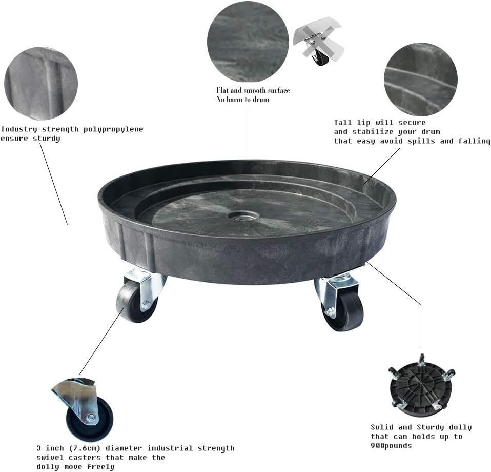 Exclusive Special 30 Gallon and 55 Gallon Heavy Duty Plastic Drum Dolly – Durable Plastic Drum Cart 900 lb. Capacity- Barrel Dolly with Swivel Casters Wheel,Black Best Cyber Monday 🔥 30 Gallon and 55 Gallon Heavy Duty Plastic Drum Dolly – Durable Plastic Drum Cart 900 lb. Capacity- Barrel Dolly with Swivel Casters Wheel,Black