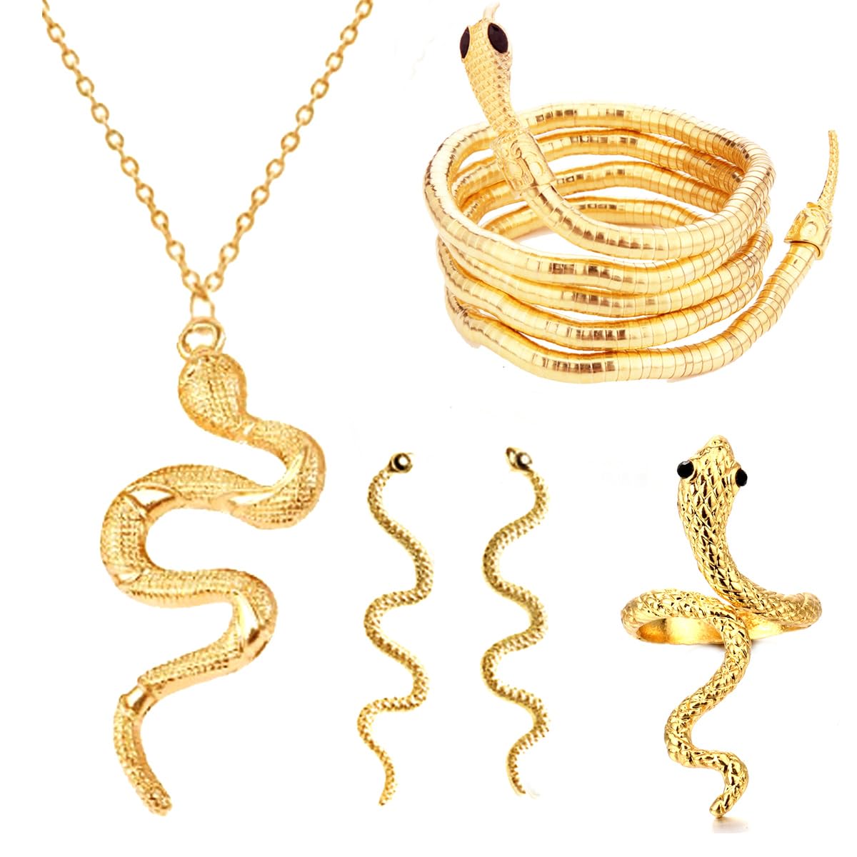 LAKIYOYO Bendable Snake Bracelet for Women Adjustable Punk Snake Choker - Flexible Multi-Purpose Medusa Necklace Hollween Jewelry