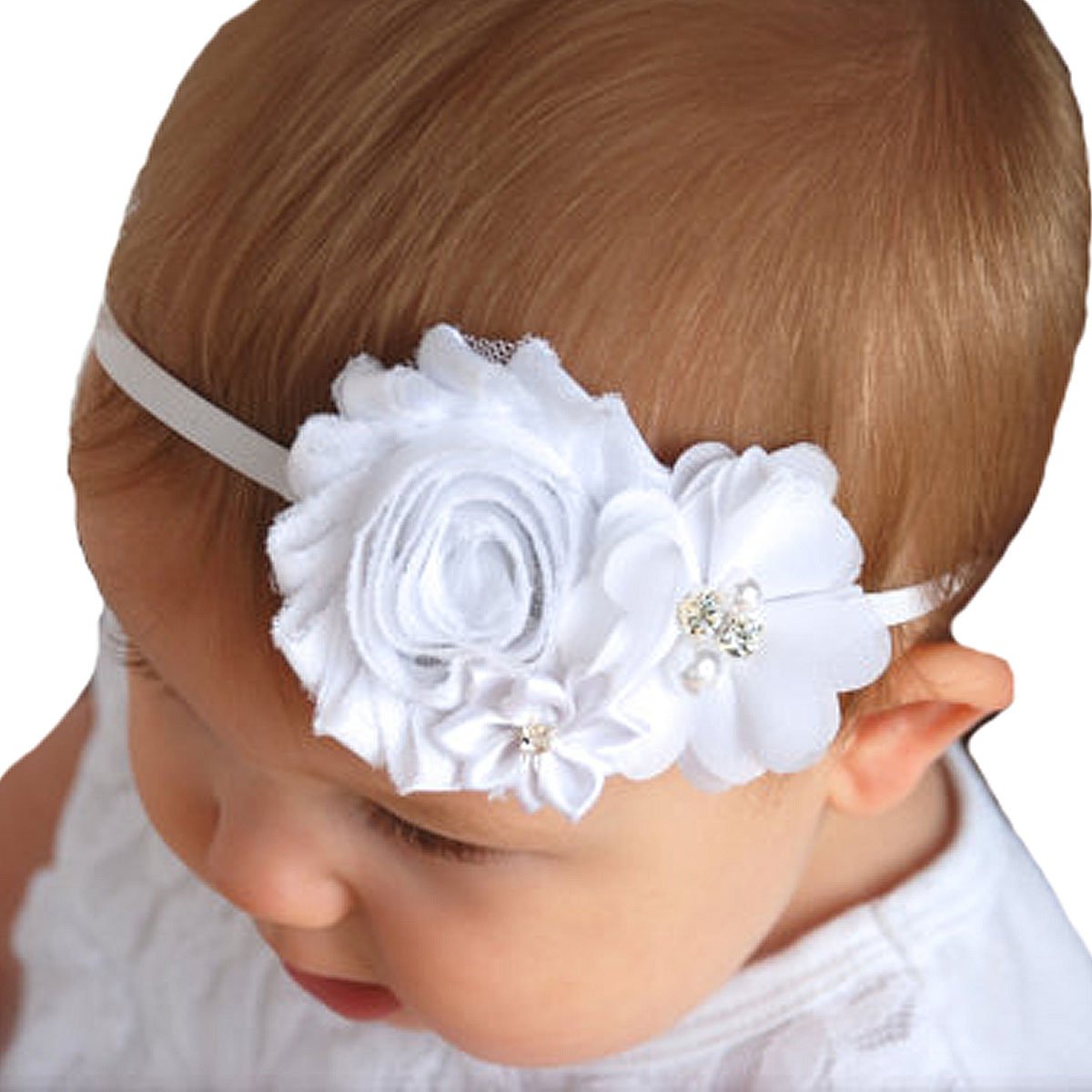 Baby Girl Headbands with Bows White