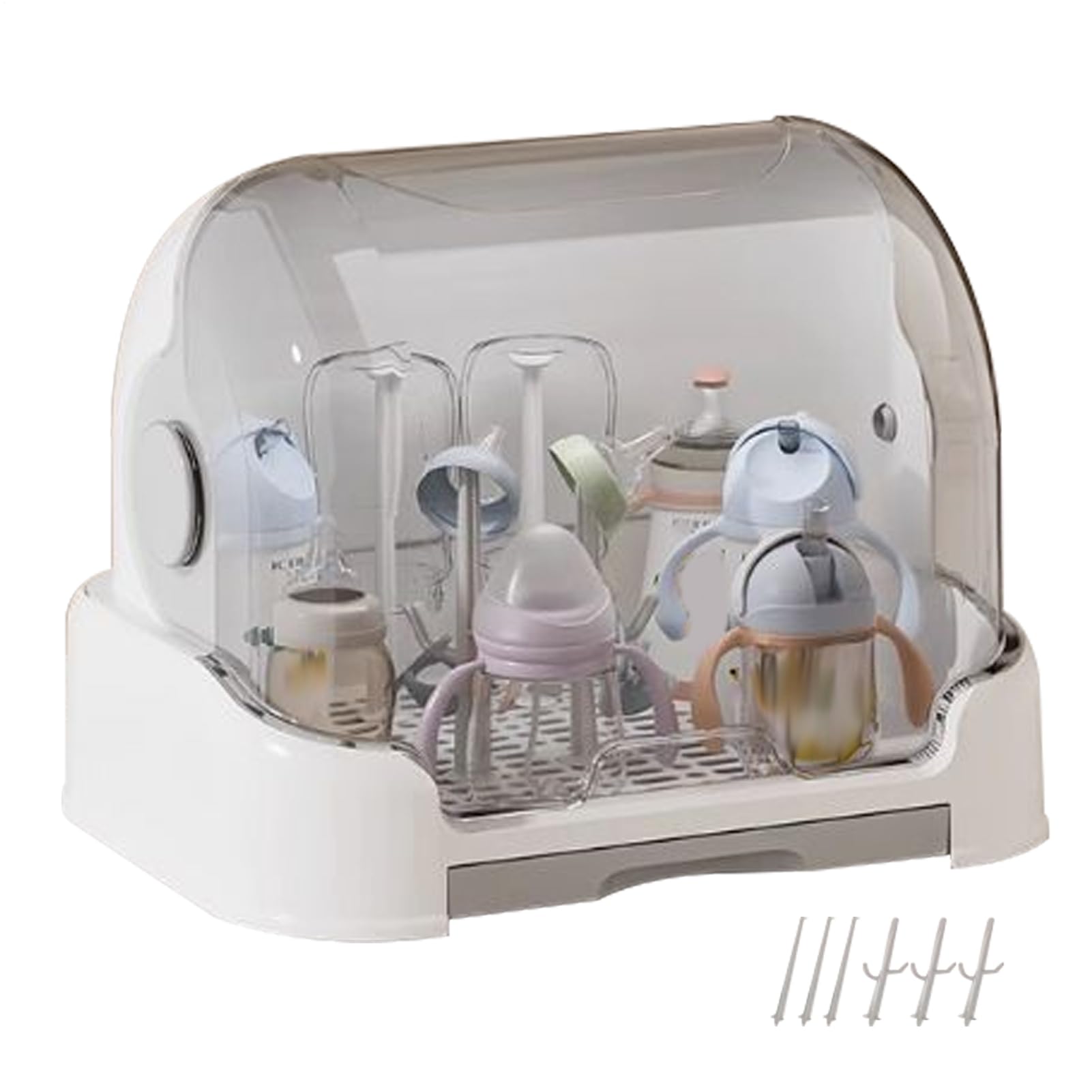 Generico Organizzatore Per Biberon,Portabiberon con Copertura Scatola Organizzazione Asciugatoio | Portautensili Antipolvere per Ciuccio Casa Viaggio Nursery Top Mobile