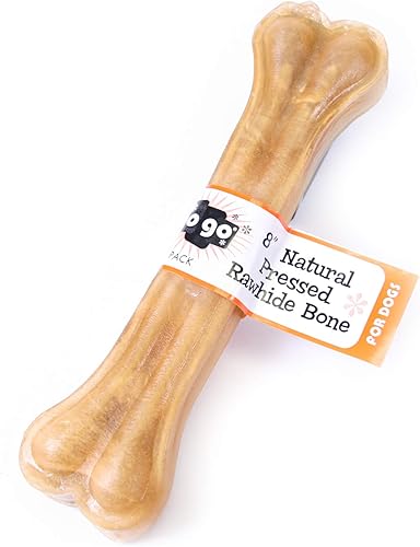 GOGO Hueso natural de cuero crudo prensado de 8"