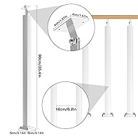 Vista 104 de 42/40/38/36/34in Square Stair Baluster Posts- 270° Adjustable Metal Railing Spindles with Flat Bracket Base and Screws Kits; Iron Posts are Suitable