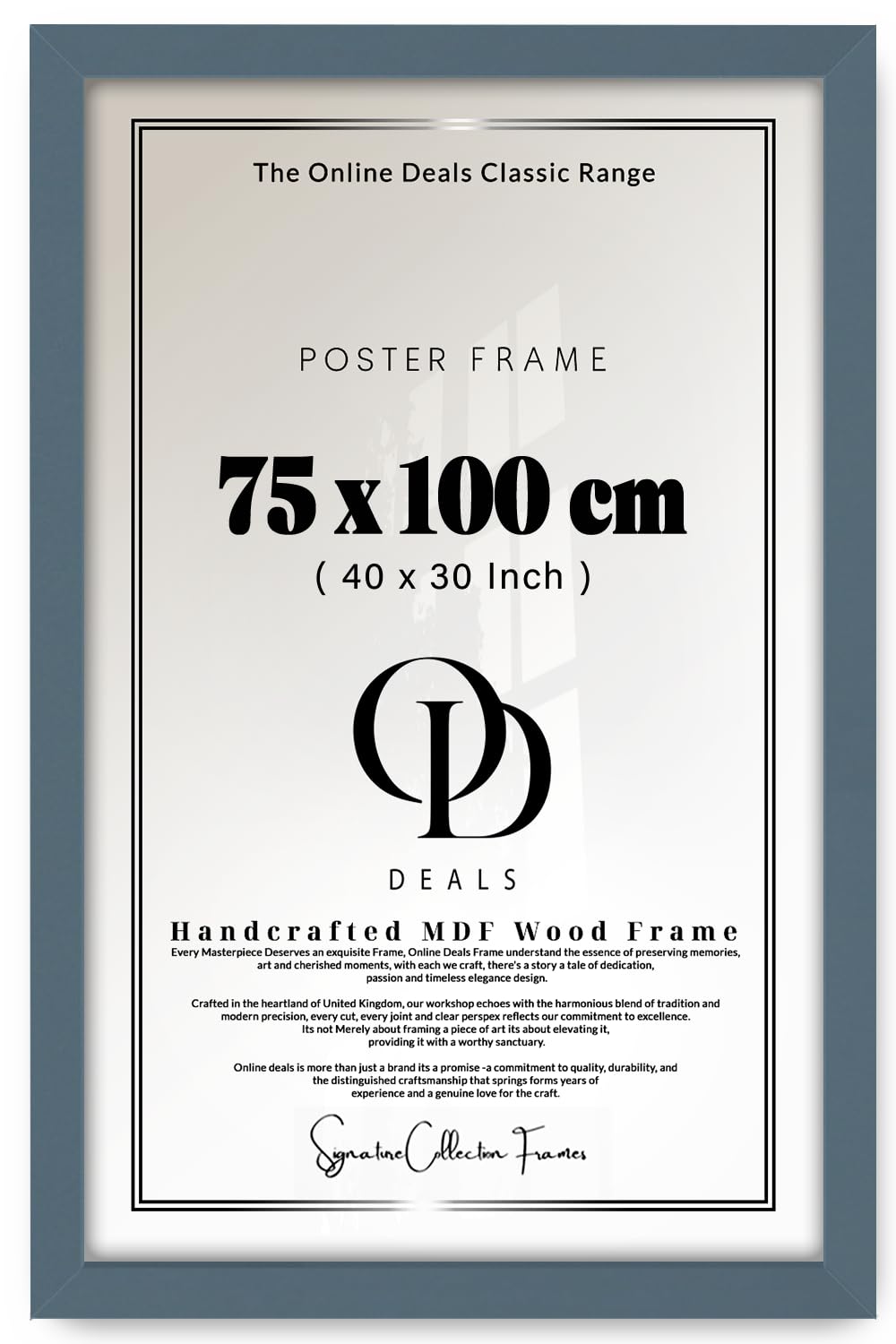 Od Deals Dark Grey 75X100cm Poster Frame | Solid Mdf Engineered Wood Flat Style |30Mm X 15Mm Moulding| Uv Protective 2Mm Perspex | Sawtooth Hangers Horizontal & Vertical Mount | 29.5X39.3 Inch –