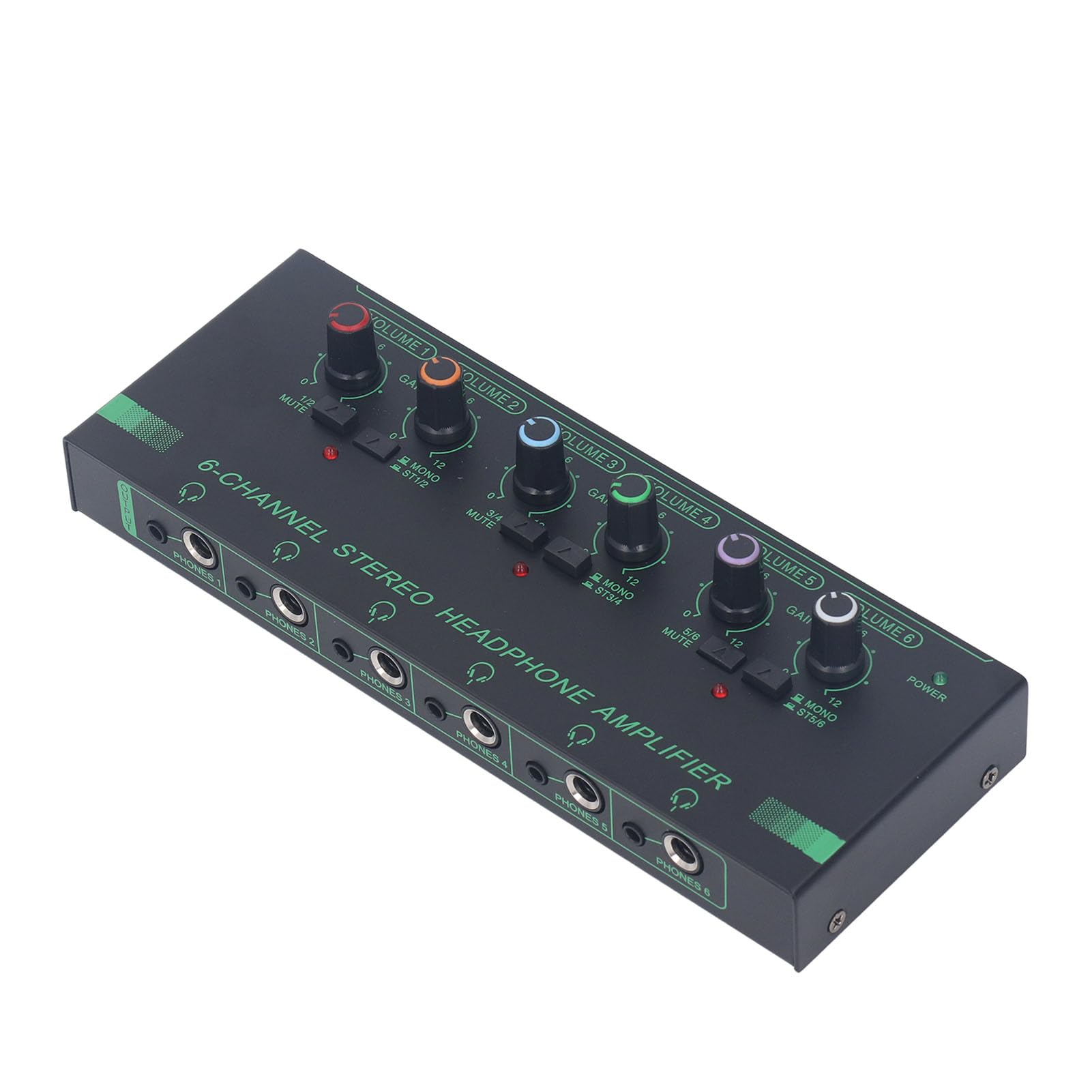 Amplificateur de Casque 6 Canaux, Mini Répartiteur D'écouteurs, Séparateur D'amplificateur Audio Mono Stéréo Portable Ultra Compact, Gain jusqu'à 20 DB, Alimentation de Type C