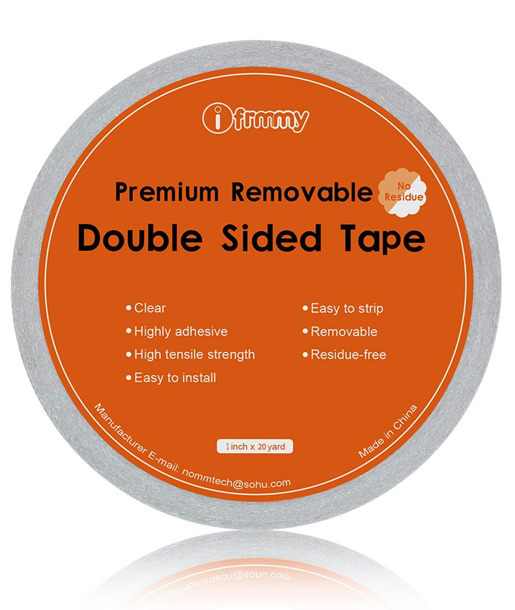 Cinta adhesiva transparente extraíble de doble cara, sin residuos, perfecta para envolver regalos, carpintería, 1 pulgada x 20 yardas (2 rollos)