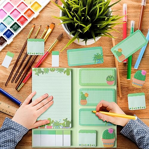 Xqumoi We Grow When Things are Hard Sticky Notes Set, 550 Sheets, Cute Cactus Shaped Self-Stick Notes Pads Plant Divider Tabs Bundle Writing Memo Pads Page Marker School Office Supplies Small Gift - Image 4