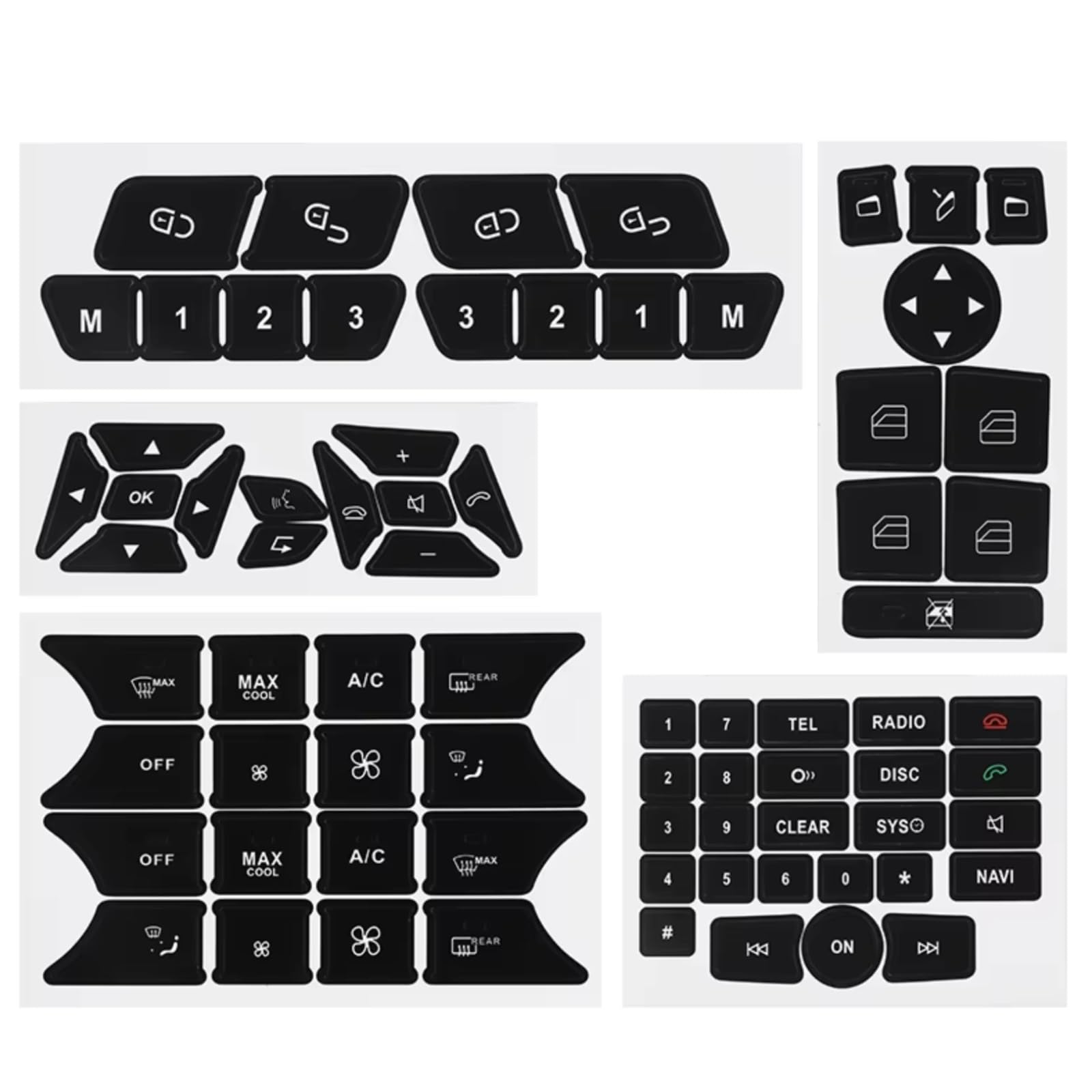 Interior Button Stickers Compatible with Benz for SLK Class for R172 Car Button Repair Stickers AC Door Decal Modification Accessories