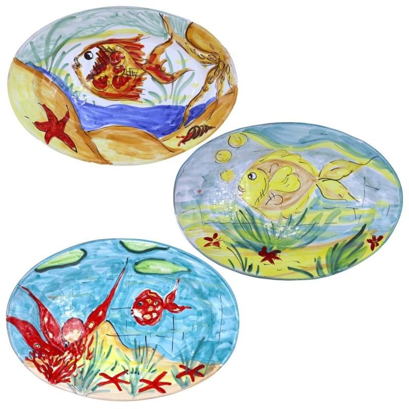 SICILIA BEDDA CAPACI Vassoio Ovale da Portata in Pregiata Ceramica, con Tre opzioni Decoro, L 35 cm x h 25 cm ca. (1Unità) - Decoro 1