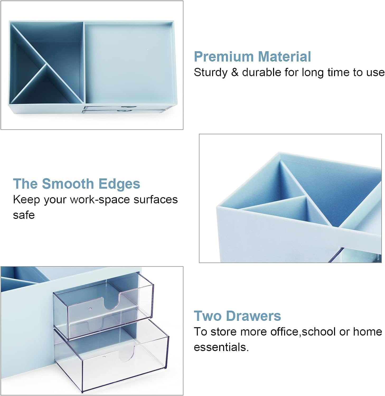 Organizer da scrivania con portapenne, portaoggetti in plastica con cassetti, organizer per trucchi per ufficio e scuola, soluzione di archiviazione da scrivania, perfetto per la gestione del
