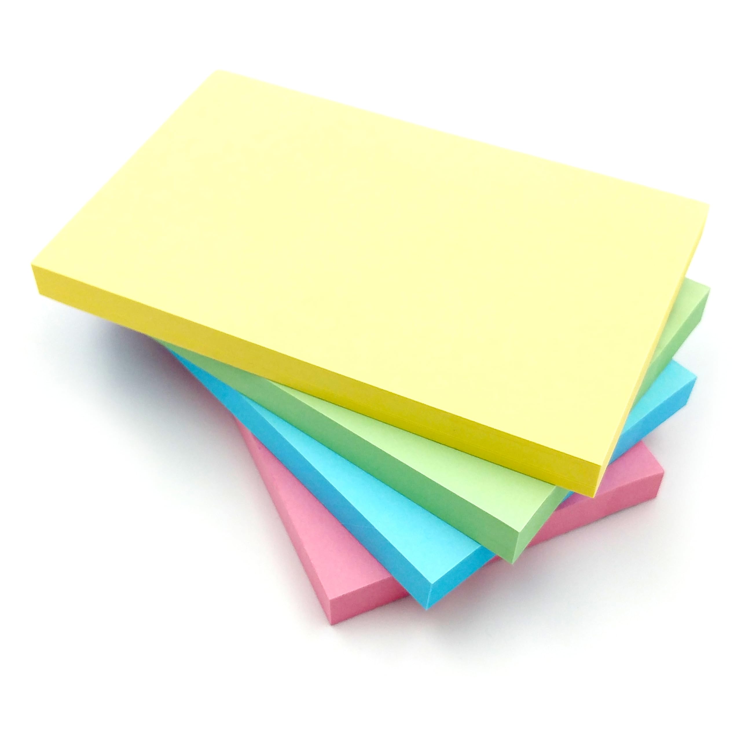 Large Pastel Sticky Notes 127x76mm (5"x3") | 4 Pads, 400 Sheets Total, 100 Per Pad | Self-Adhesive Memo Pads Yellow Pink Green Blue | Jumbo Notes for Office, School, Revision — image 1