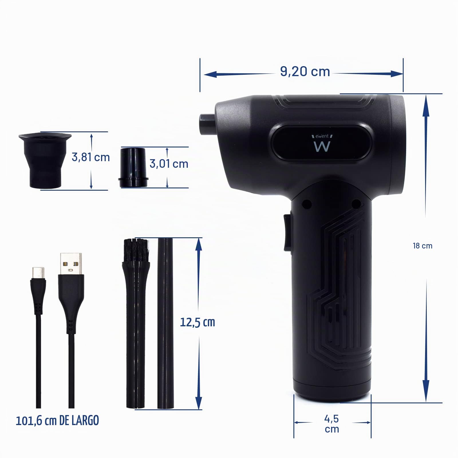 SOPLADOR EWENT DE AIRE ELECTRICO 60W 60.000RPM RECARGABLE