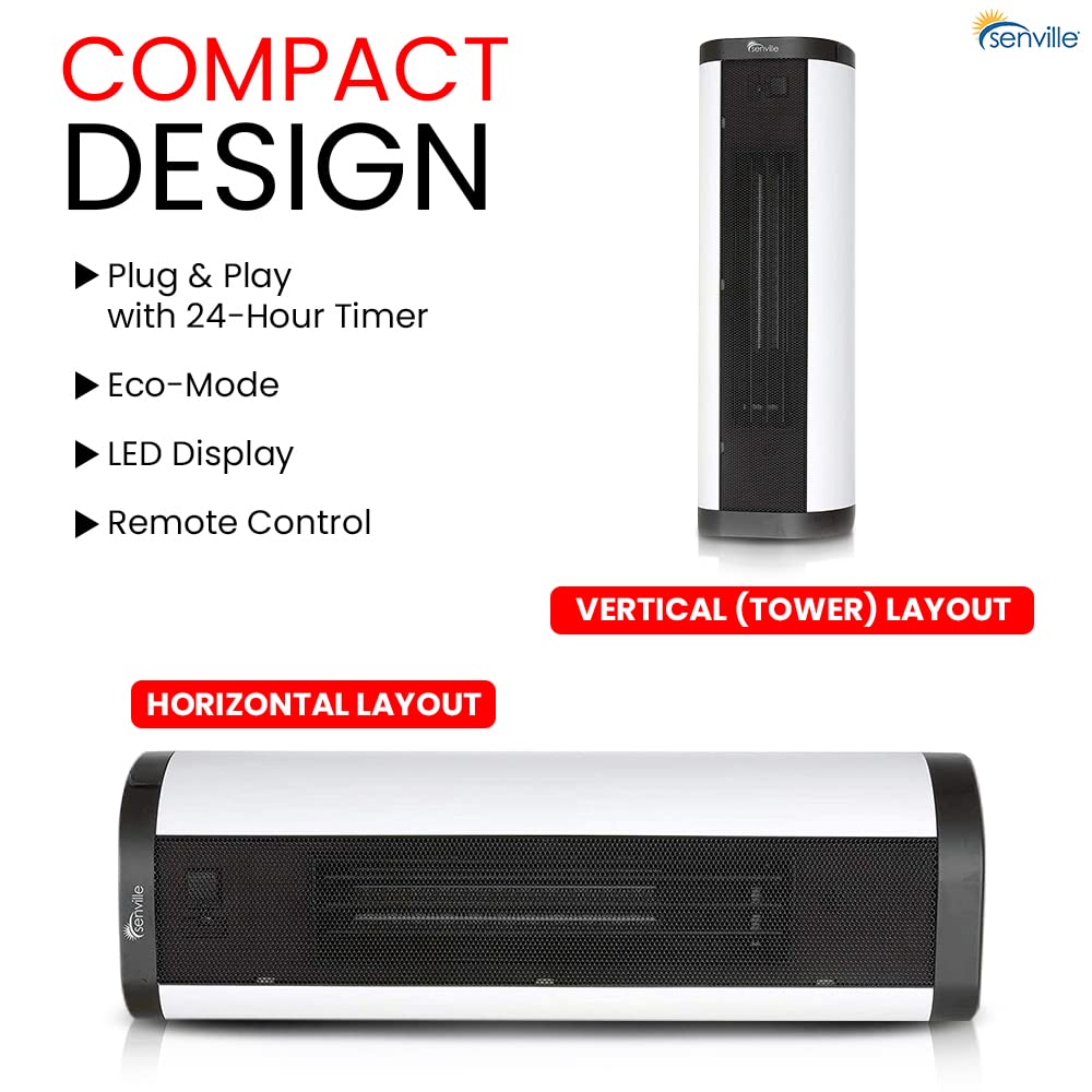 Amazon.com: Senville 900W/1500W Tower Ceramic Space Heater with Remote,  Digital Thermostat, Overheat Protection : Home u0026 Kitchen