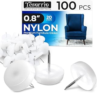 100 Pcs Nail On Furniture Glides - 0.8 x 0.7 Plastic Chair Sliders for Wood Floors, Smooth Gliding and Suitable for Thin Furniture Legs, Durable and Easy to Install, Good for Preventing Scratches