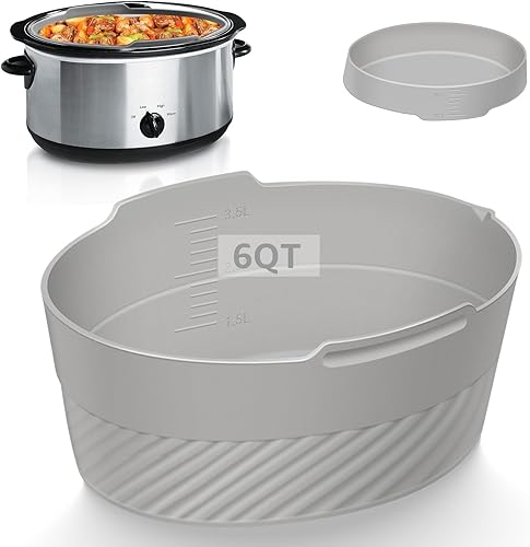Miniatura 1 de ONEBOM Revestimientos de silicona para olla de cocción lenta, ovalados de 6 cuartos de galón, reutilizables, a prueba de fugas, grandes forros