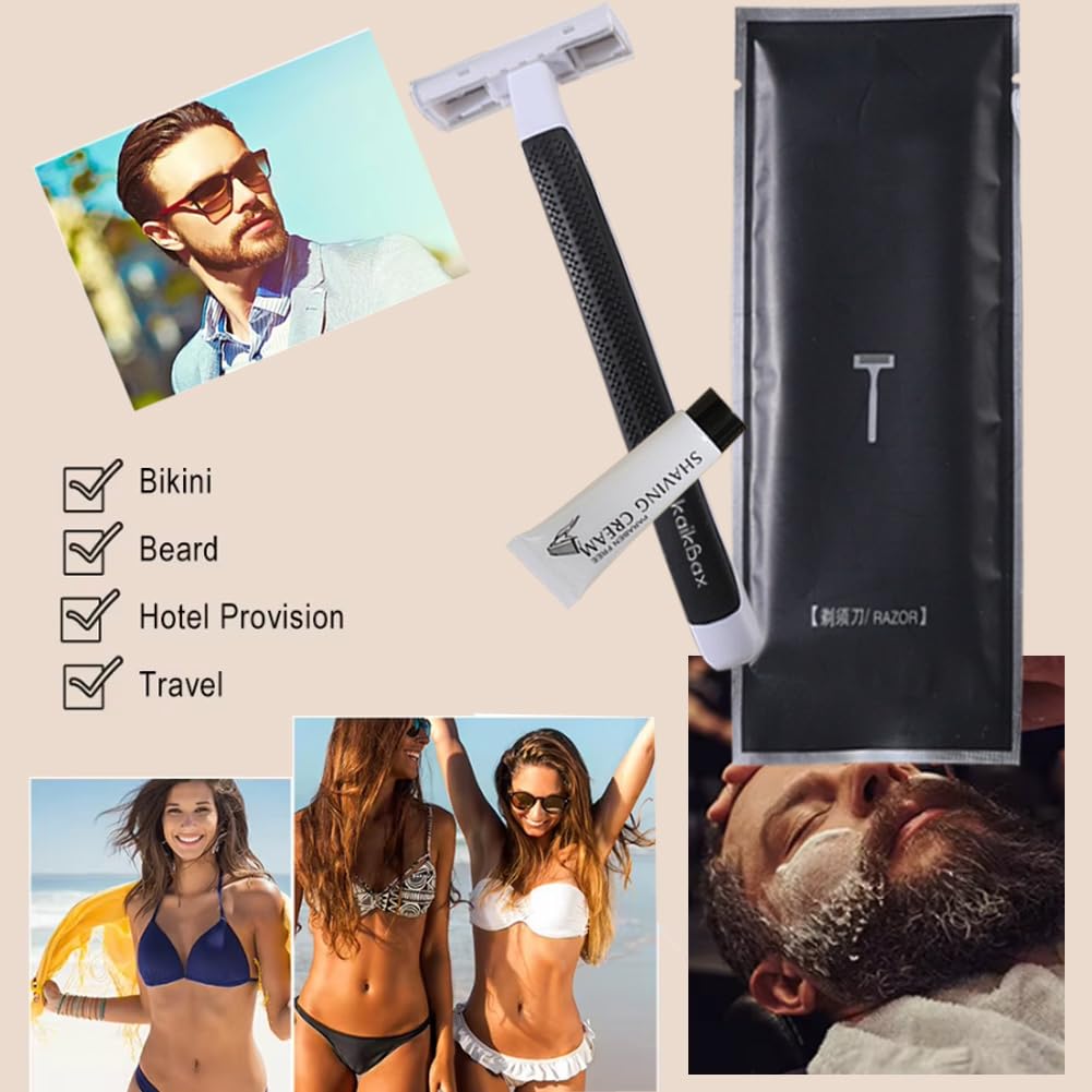 10Pack Luxury Individually Wrapped Travel Disposable Razors Kit With Shave Cream; Lady Bikini Sauna Body Razor; Portable Multifunction Hygienic Shaving Razor for Hotel,Travel, Daily Use