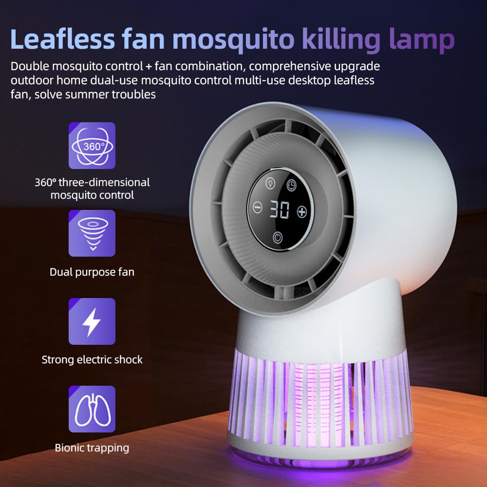 Dispositivo Antizanzare Ricaricabile Silenzioso per Camera e Patio | Senza Pale, Luce UV 365-395nm, ABS Resistente, 20 Velocità, 8 Ore, Portatile, Gria Protetta, Senza Sostanze Chimiche