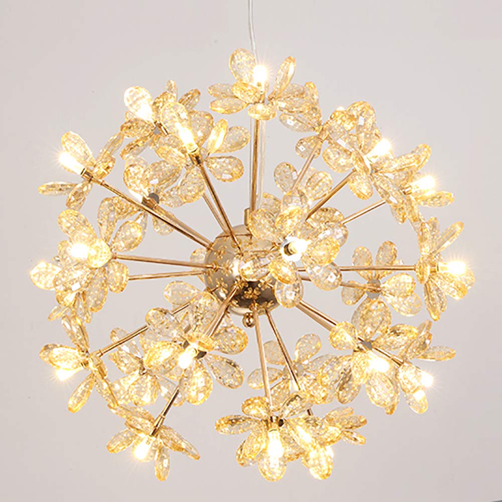 Lustre en cristal de luxe moderne G4 à 24 têtes ambrées pour grand hall