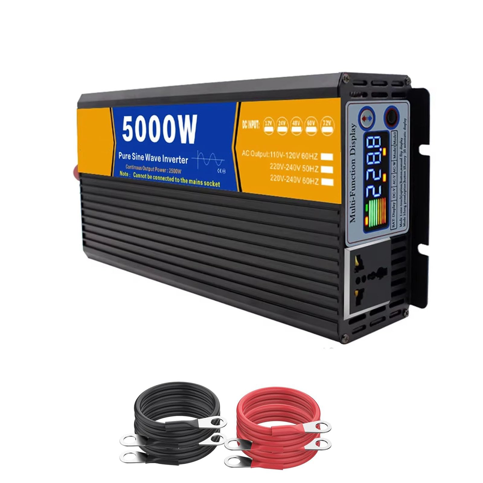 HYZHANHONG ,72V to 110V 60HZ,5000W Car Power Inverterwith LCD Display 12V-72V DC To 110V220V AC Power Inverter AC Outlets for Camping Rvs, Home Appliancespure Sine Wave Power Inverte