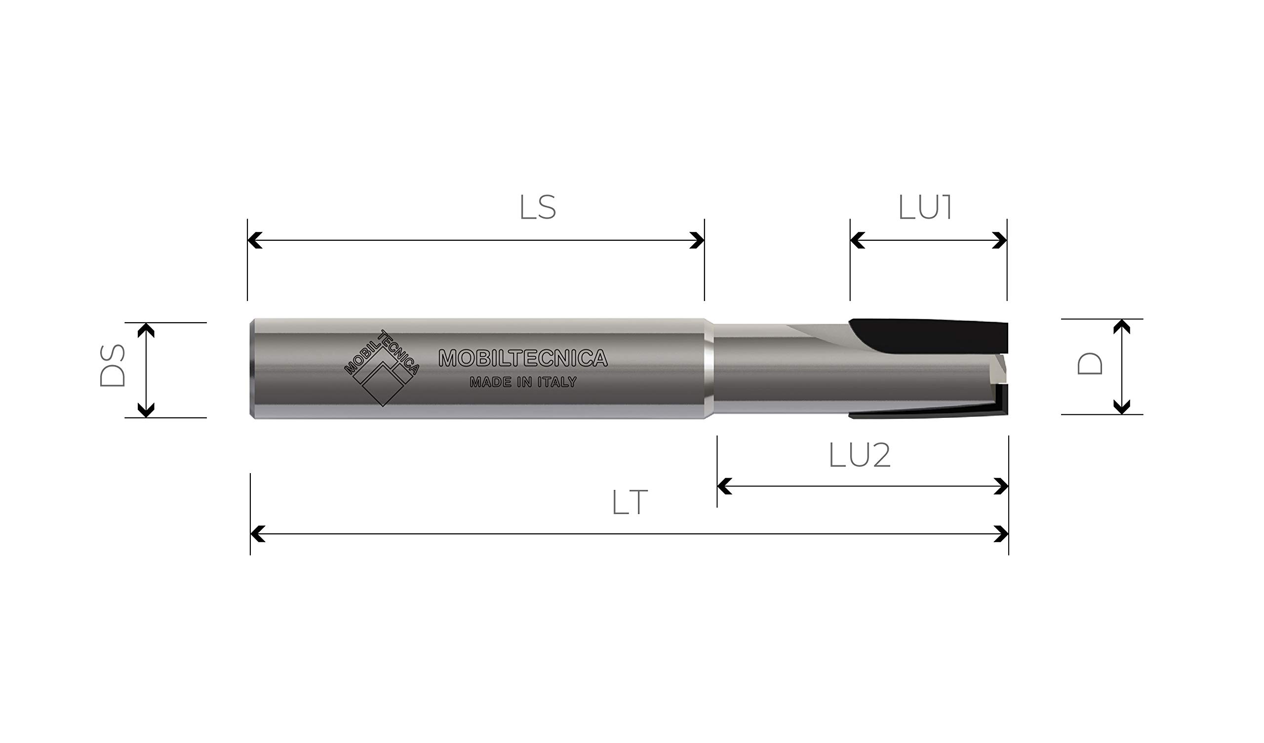 FRAISES EN DIAMANT POLYCRISTALLIN AVEC TAILLANTS NÉGATIFS Z2 AVEC CORPS HW - MOBILTECNICA _ .6_D8 | LU1 15 | LU2 24 | DS8 | LT70 | Z2 | AX6°- | DR | H3,5