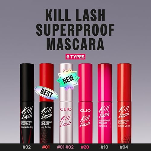 Miniatura 2 de CLIO Kill Lash - Máscara de pestañas súper resistente al agua, máscara de fijación impermeable, aspecto definidor natural, larga duración y