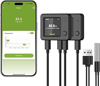 WiFi Refrigerator Thermometer 2 Pack, Freezer Alarm with App & Email Alerts, 2 Years Data Export, Smart Temperature Sensors for Home, Fish Tanks, Hot Tubs