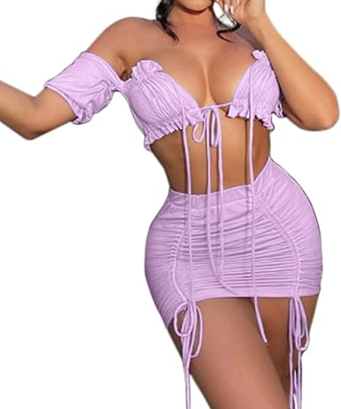 Crop Top and Ruched Skirt Club Outfits 