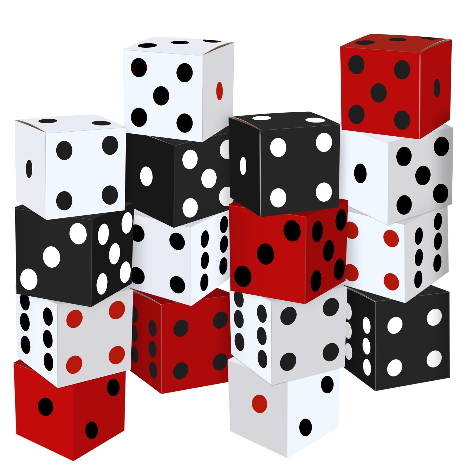 16PCS Large Casino Dice Boxes 11 Inch Casino Theme Party Decoration Jumbo Giant Dice Favor Boxes Bulk for Board Game Night Table Centerpiece Las Vegas