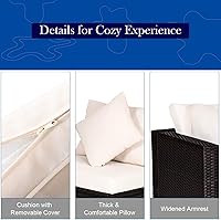 Vista 8 de Tangkula Juego de 4 sofás de ratán para patio, juego de muebles seccionales de mimbre al aire libre, juego de conversación de patio con cojines