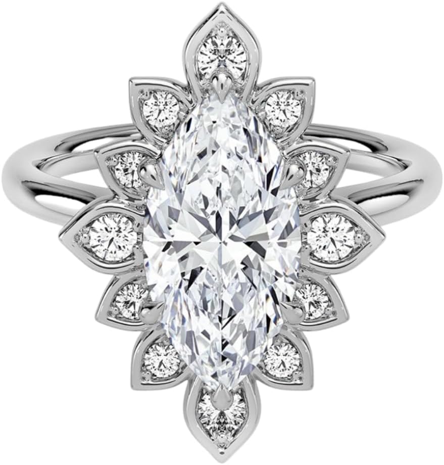 2-4 CT Moissanite Cluster Engagement Ring Halo Anniversary Ring Promise Gifts 925 Sterling Silver, 10K/14K/18K Solid Gold