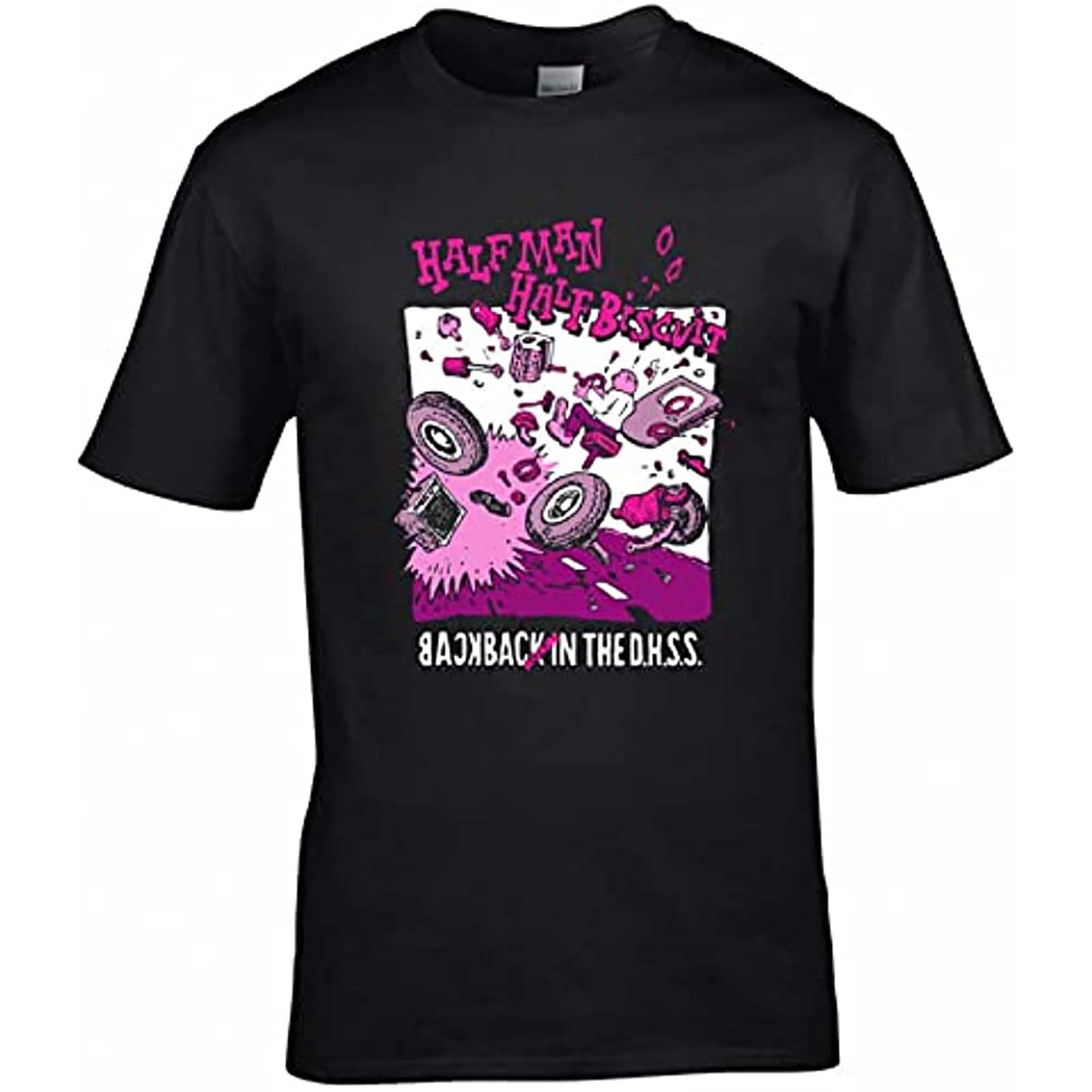 rather Half Man Half Biscuit Back Again in The DHSS White Yellow Black Red Mens Women hi vis t Shirts 100% CottonL