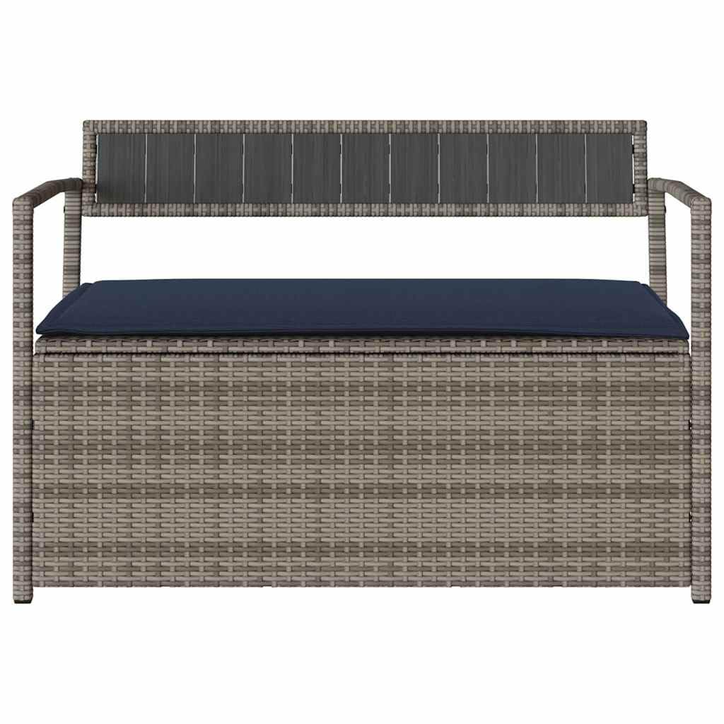 Générique Panca portaoggetti da giardino in rattan PE grigio con cuscino