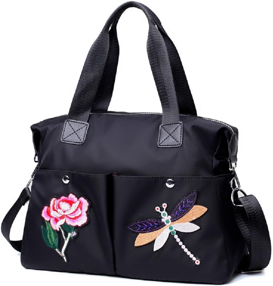 HPHOPE Women's and Girl's Backpack Chinese Style Women Handbag Embroidery Ethnic Summer Nylon Cloth Backpack Chinese Wind Embroidered Lleisure Backpack