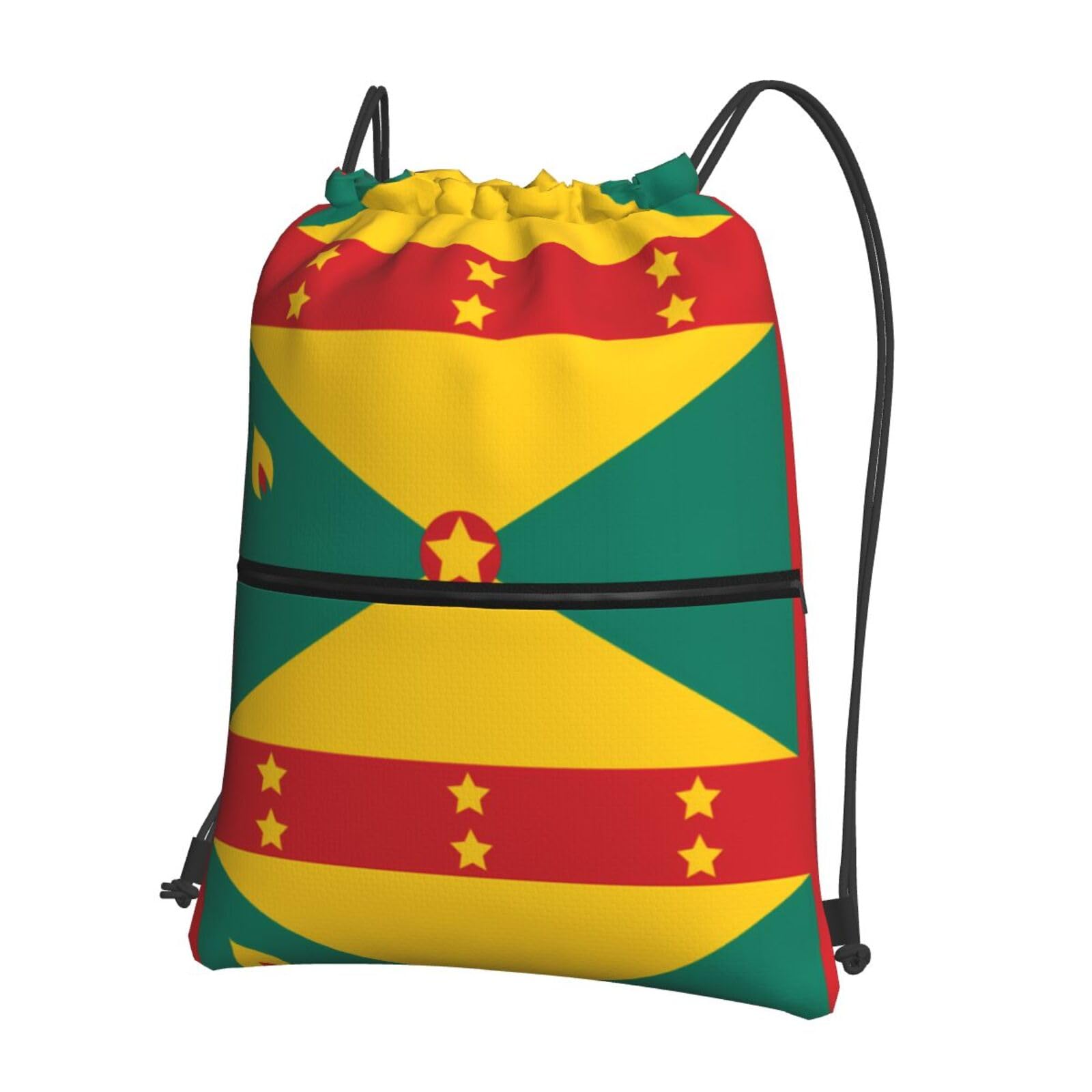 xcoppkj Flag of Grenada Lightweight Waterproof Foldable Backpack - Zippered Drawstring Gym Bag for Travel, Hiking & Outdoor Activities